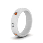 Load image into Gallery viewer, beveled-mens-orange-sapphire-anniversary-band-in-white-gold-fd10394bgsaorangle2-nl-wg
