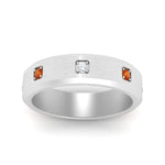 Load image into Gallery viewer, beveled-mens-orange-sapphire-anniversary-band-in-white-gold-fd10394bgsaorangle5-nl-wg
