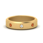 Load image into Gallery viewer, beveled-mens-orange-sapphire-anniversary-band-in-yellow-gold-fd10394bgsaor-nl-yg
