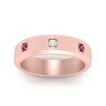 Load image into Gallery viewer, beveled-mens-pink-sapphire-anniversary-band-in-rose-gold-fd10394bgsadrpiangle5-nl-rg
