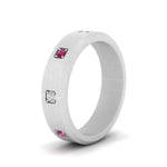 Load image into Gallery viewer, beveled-mens-pink-sapphire-anniversary-band-in-white-gold-fd10394bgsadrpiangle2-nl-wg
