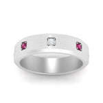 Load image into Gallery viewer, beveled-mens-pink-sapphire-anniversary-band-in-white-gold-fd10394bgsadrpiangle5-nl-wg
