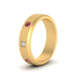 Load image into Gallery viewer, beveled-mens-pink-sapphire-anniversary-band-in-yellow-gold-fd10394bgsadrpiangle2-nl-yg
