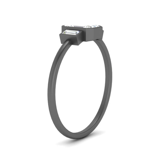 Bezel 3 Stone Emerald Cut Ring