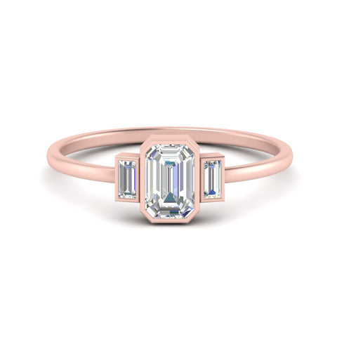 3 Stone Bezel Set Emerald Ring