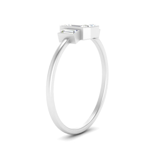 Bezel 3 Stone Emerald Cut Ring