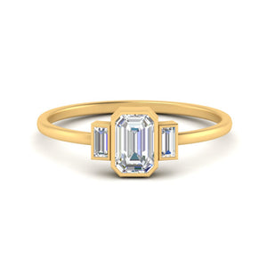 3 Stone Bezel Set Emerald Ring
