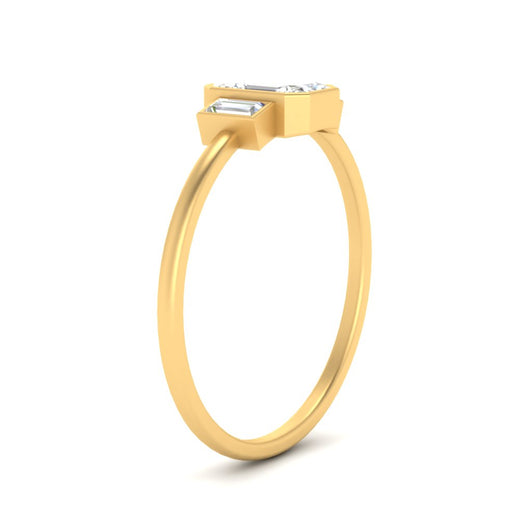 Bezel 3 Stone Emerald Cut Ring