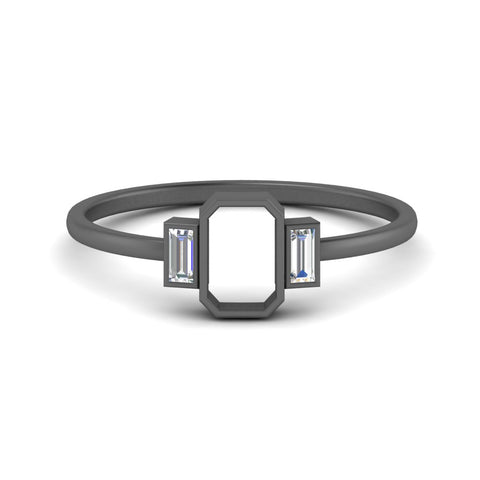Semi Mount Bezel 3 Stone Emerald Accent Stones Ring