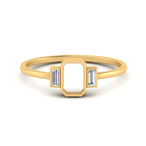 Semi Mount Bezel 3 Stone Emerald Accent Stones Ring