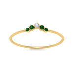 Load image into Gallery viewer, bezel-curved-wedding-diamond-ring-with-emerald-in-yellow-gold-FD9431RORGEMGR-NL-YG.jpg
