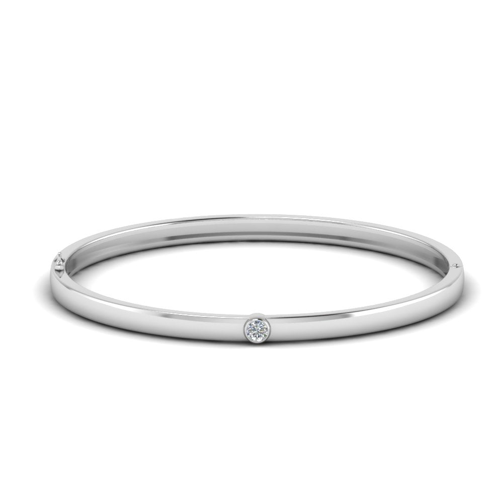 Bezel Solitaire Bangle Bracelet