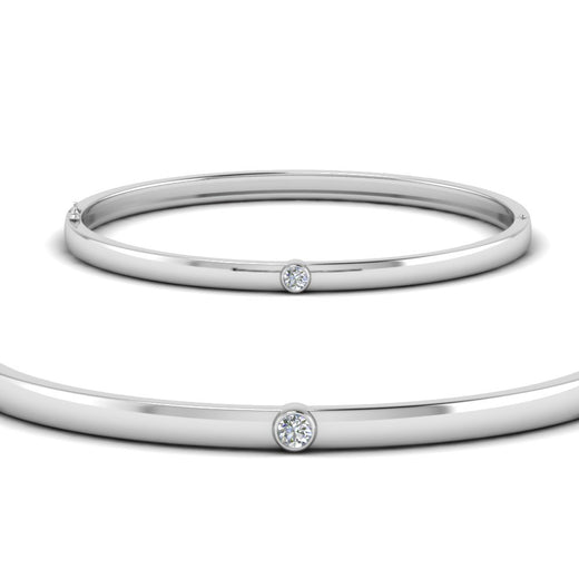 Bezel Solitaire Bangle Bracelet