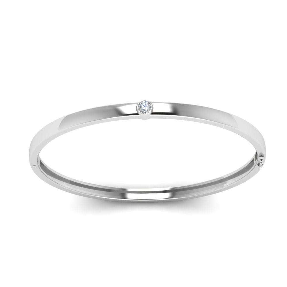 Bezel Solitaire Bangle Bracelet