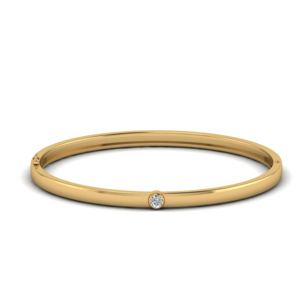 Bezel Solitaire Bangle Bracelet