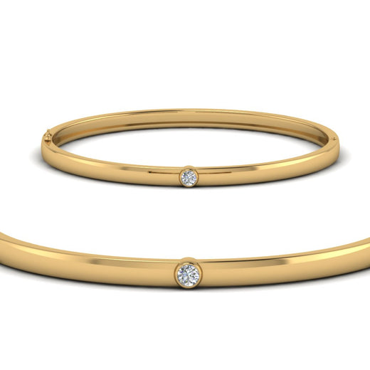 Bezel Solitaire Bangle Bracelet