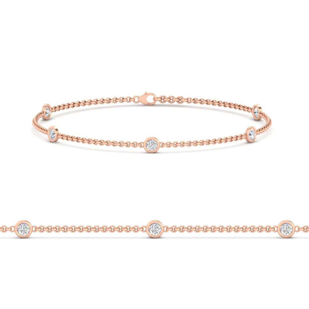 Bezel diamond chain bracelet