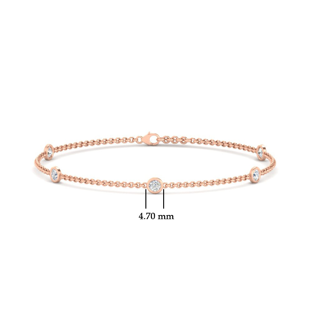 Bezel diamond chain bracelet