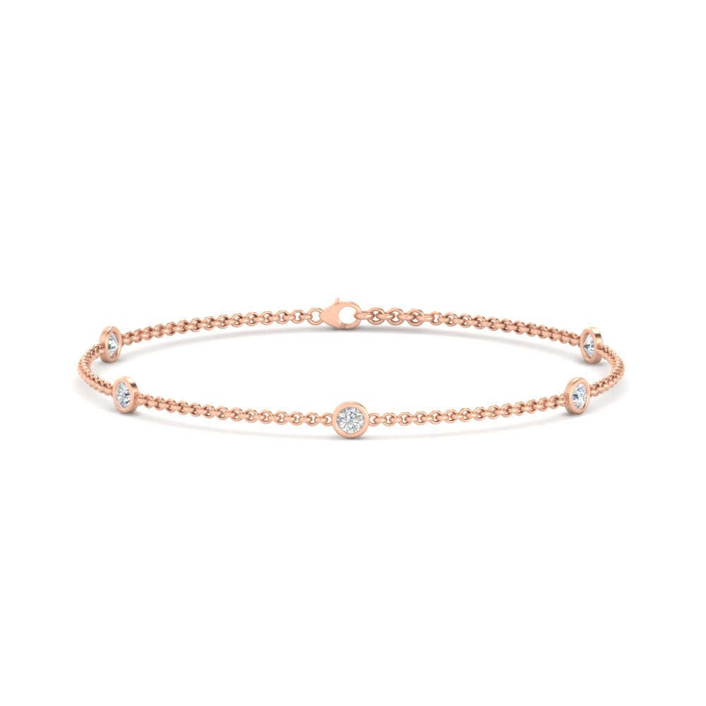 Bezel diamond chain bracelet