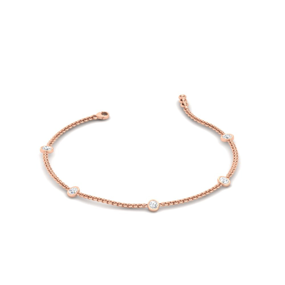 Bezel diamond chain bracelet