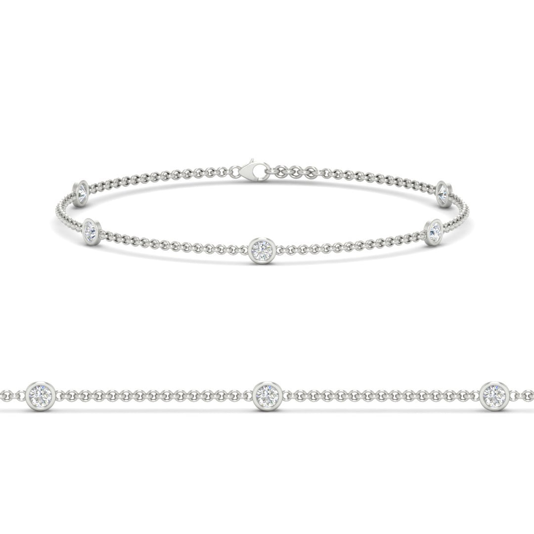 Bezel diamond chain bracelet
