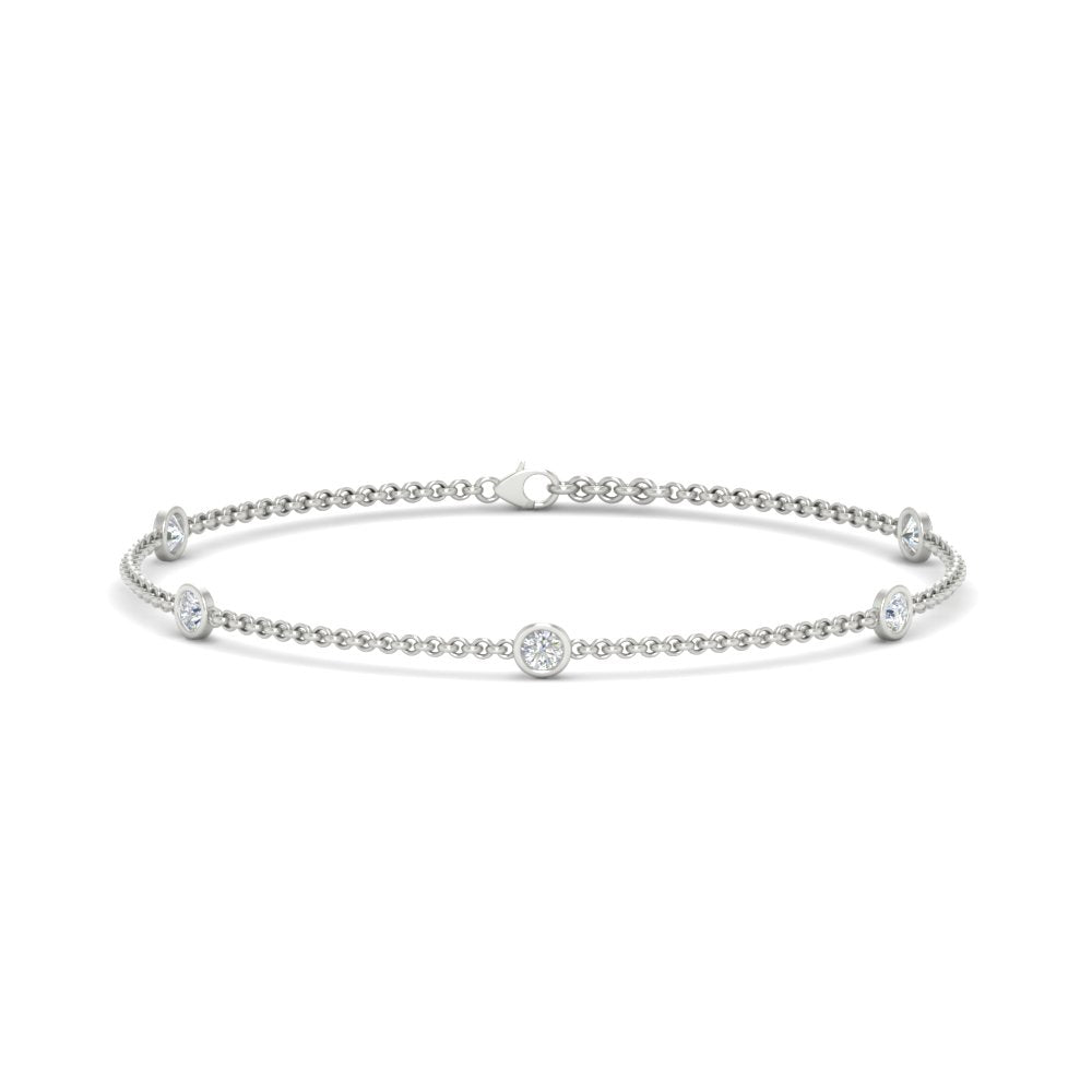 Bezel diamond chain bracelet