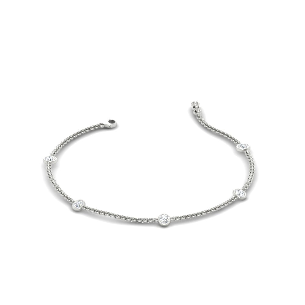 Bezel diamond chain bracelet