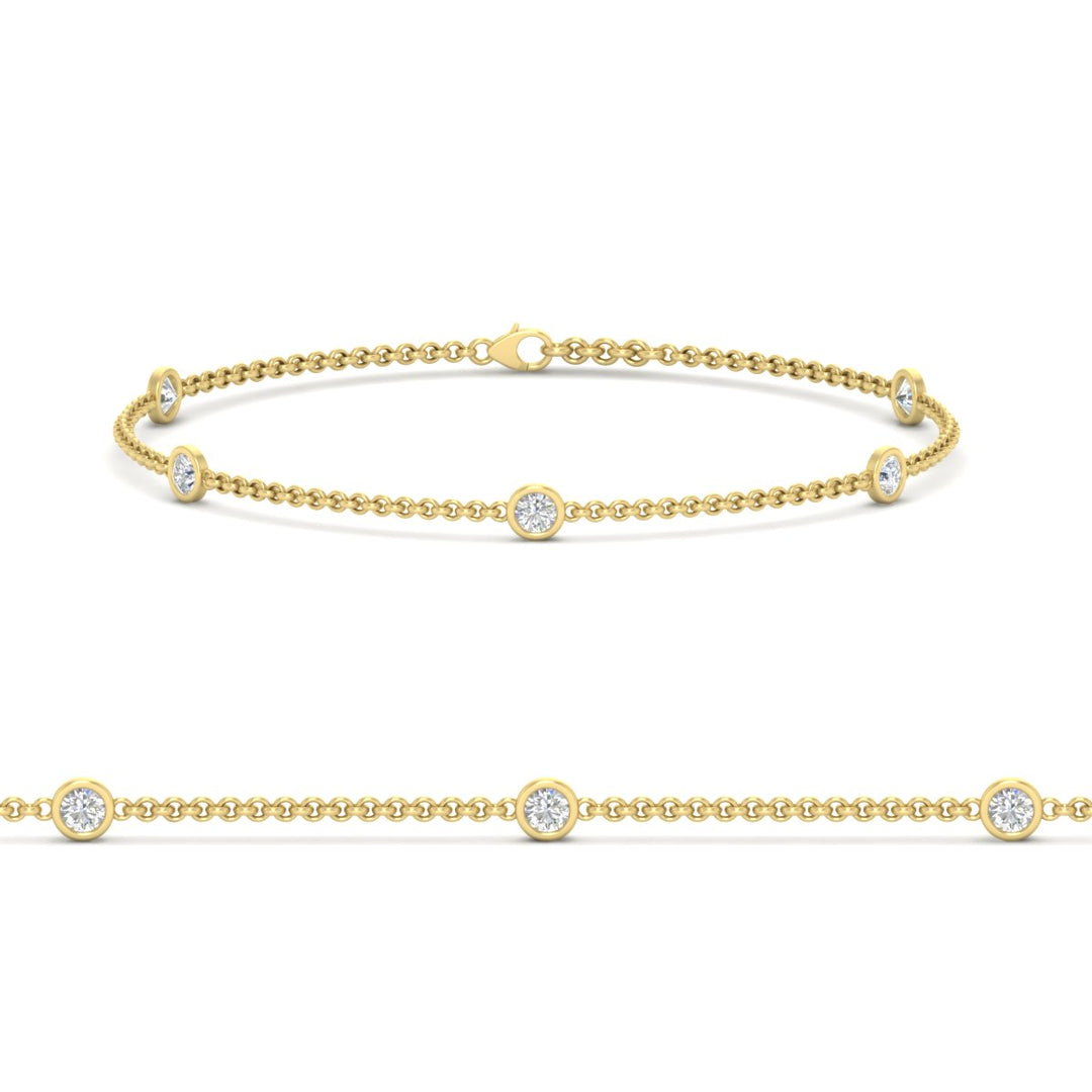 Bezel diamond chain bracelet