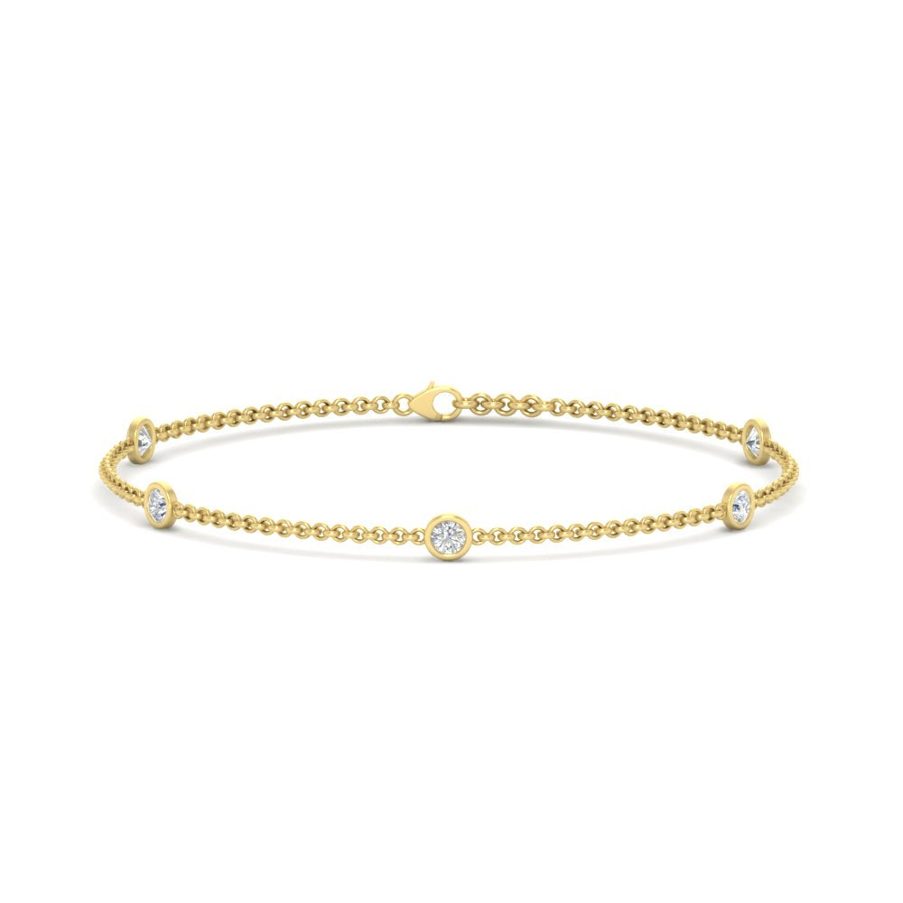 Bezel diamond chain bracelet