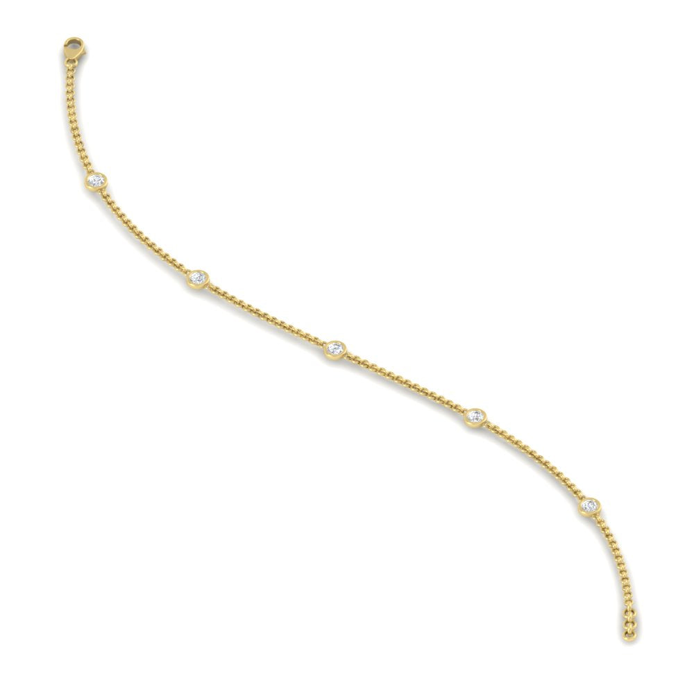 Bezel diamond chain bracelet