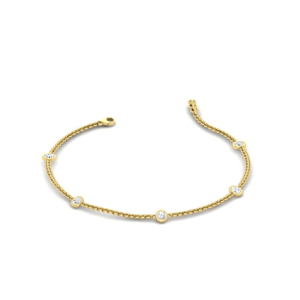 Bezel diamond chain bracelet