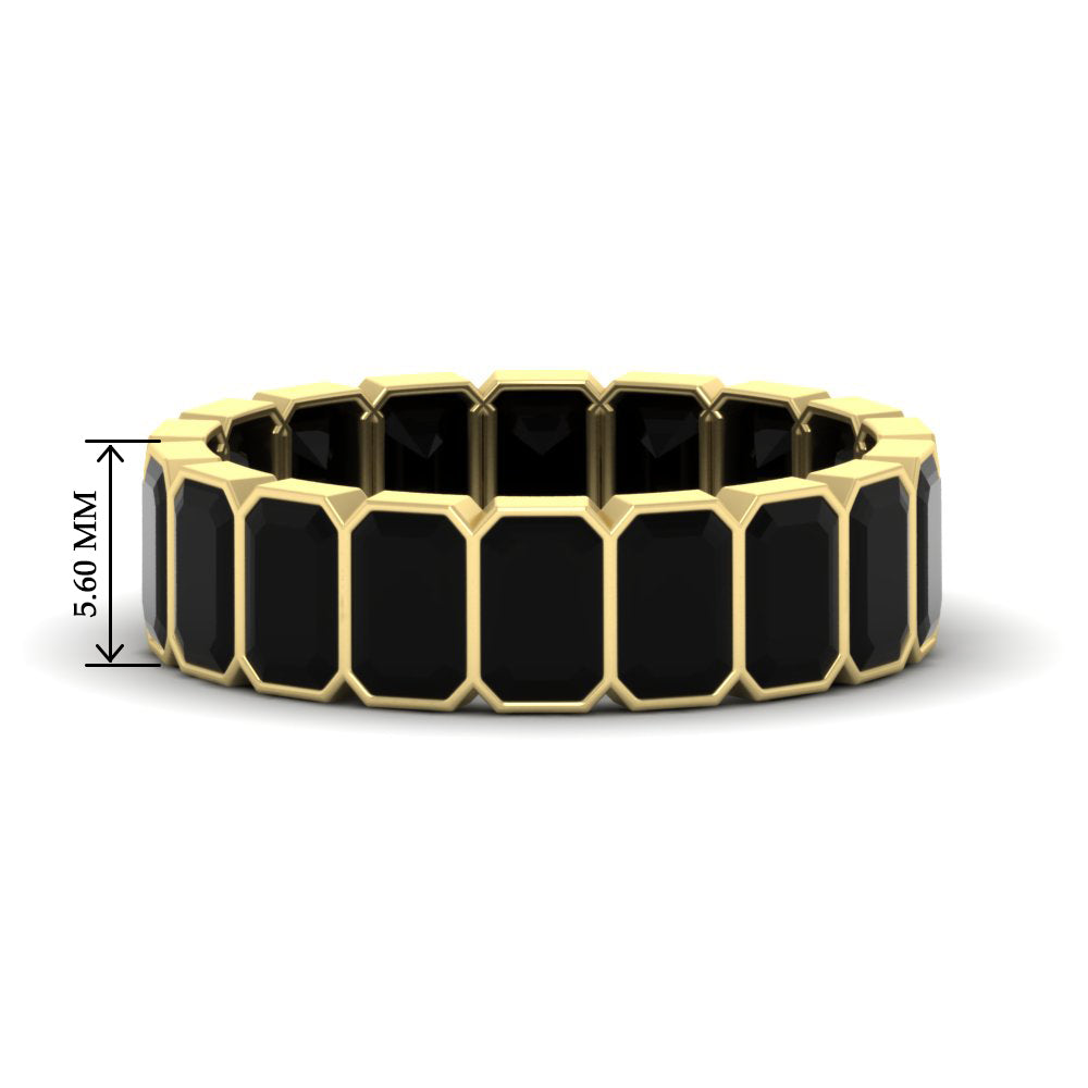 bezel-emerald-cut-5-carat-black-onyx-eternity-wedding-band-in-yellow-gold-FD-10417EMBGBLACK-5.00CT-NL-YG-HW