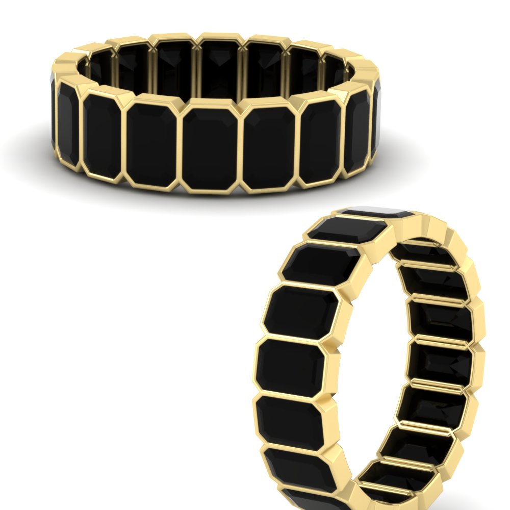 bezel-emerald-cut-5-carat-black-onyx-eternity-wedding-band-in-yellow-gold-FD-10417EMBGBLACKANGLE3-5.00CT-NL-YG