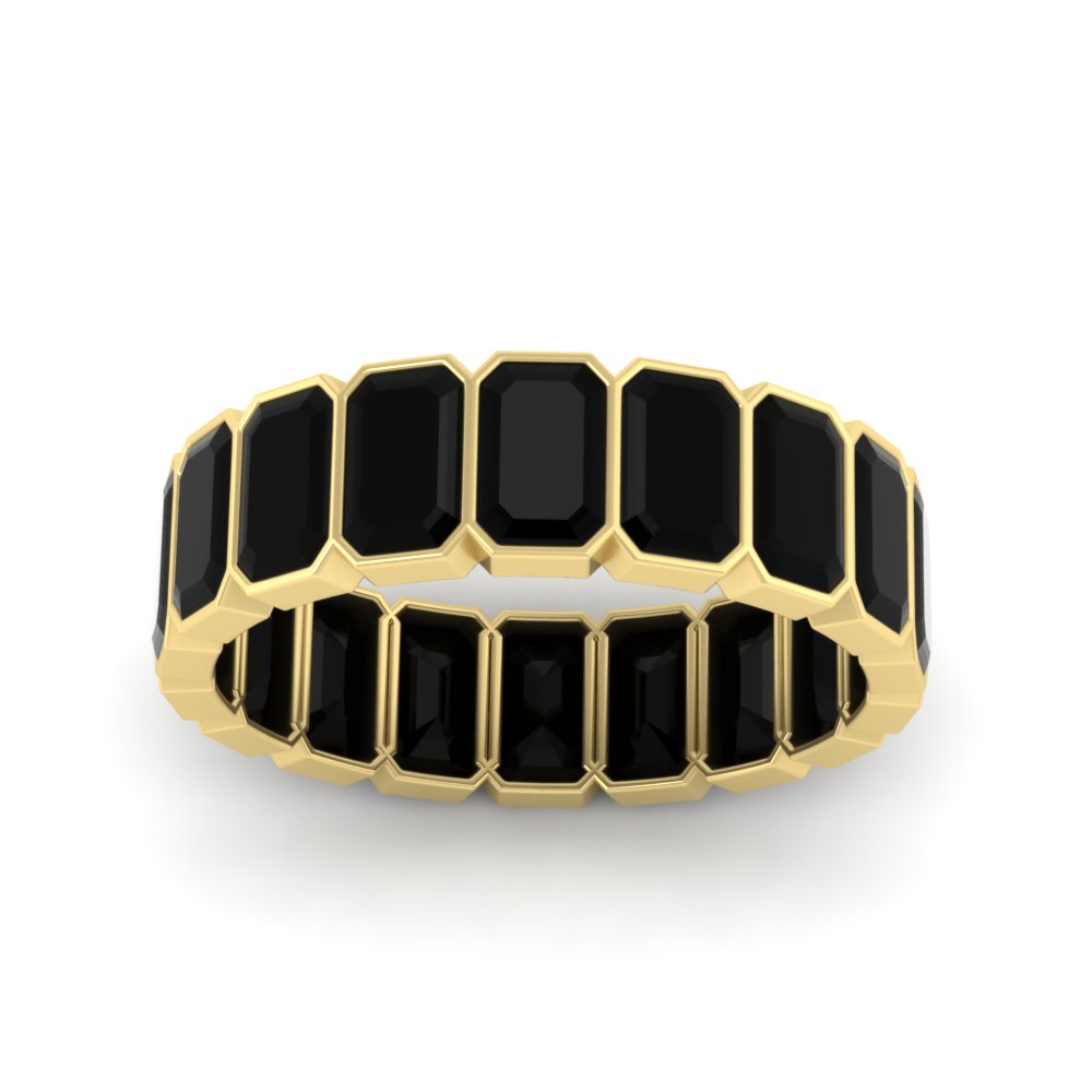 bezel-emerald-cut-5-carat-black-onyx-eternity-wedding-band-in-yellow-gold-FD-10417EMBGBLACKANGLE5-5.00CT-NL-YG