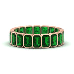 Load image into Gallery viewer, bezel-emerald-cut-5-carat-emerald-eternity-wedding-band-in-rose-gold-FD-10417EMBGEMGR-5.00CT-NL-RG
