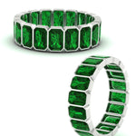 Load image into Gallery viewer, bezel-emerald-cut-5-carat-emerald-eternity-wedding-band-in-white-gold-FD-10417EMBGEMGRANGLE3-5.00CT-NL-WG
