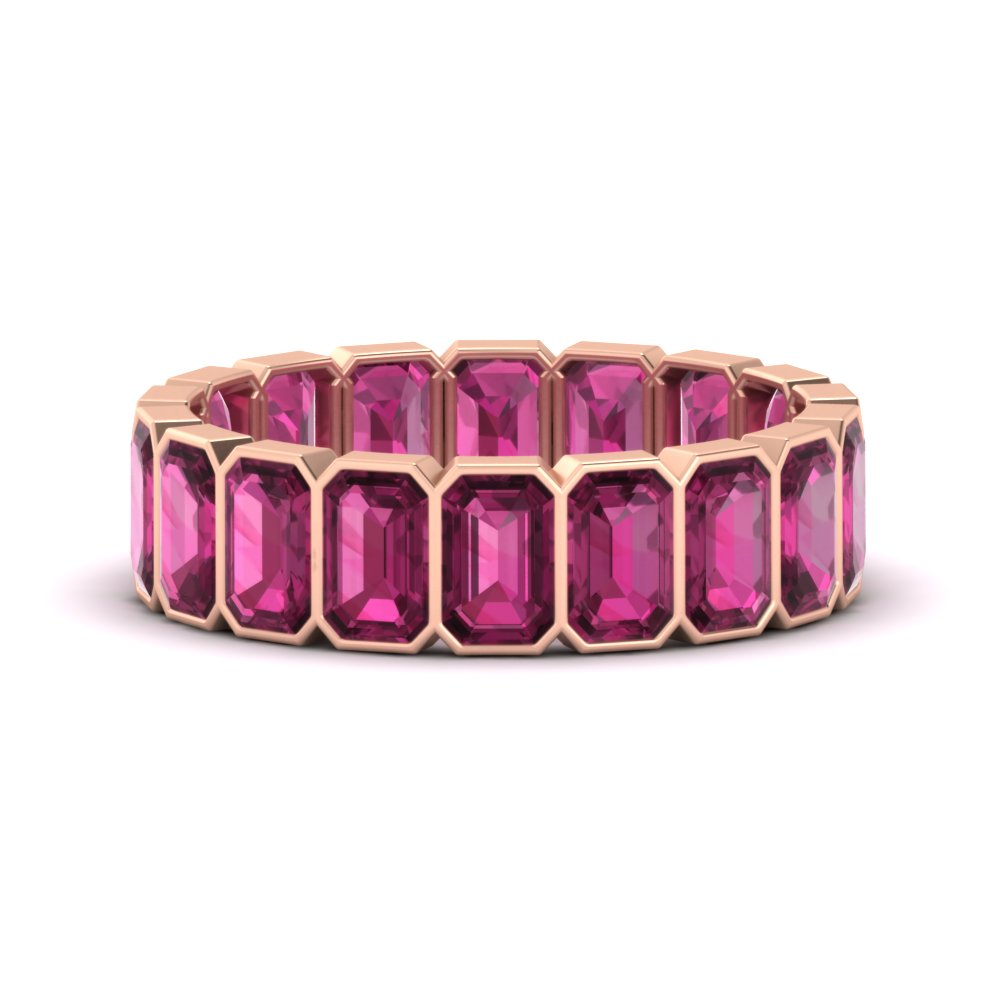bezel-emerald-cut-5-carat-pink-sapphire-eternity-wedding-band-in-rose-gold-FD-10417EMBGSADRPI-5.00CT-NL-RG