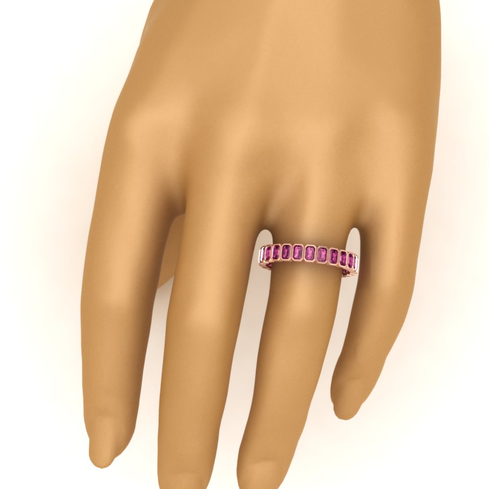 bezel-emerald-cut-5-carat-pink-sapphire-eternity-wedding-band-in-rose-gold-FD-10417EMBGSADRPIHAND-5.00CT-NL-RG