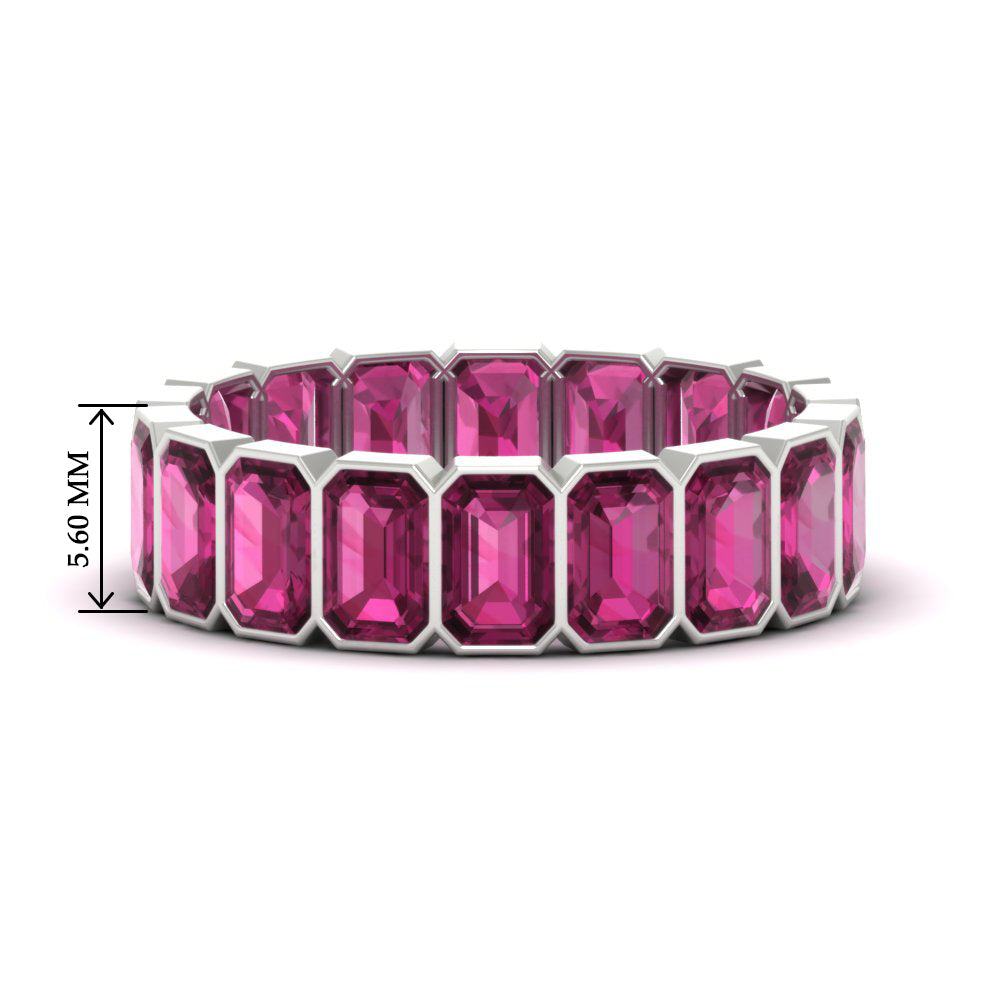 bezel-emerald-cut-5-carat-pink-sapphire-eternity-wedding-band-in-white-gold-FD-10417EMBGSADRPI-5.00CT-NL-WG-HW