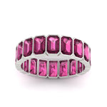 Load image into Gallery viewer, bezel-emerald-cut-5-carat-pink-sapphire-eternity-wedding-band-in-white-gold-FD-10417EMBGSADRPIANGLE5-5.00CT-NL-WG
