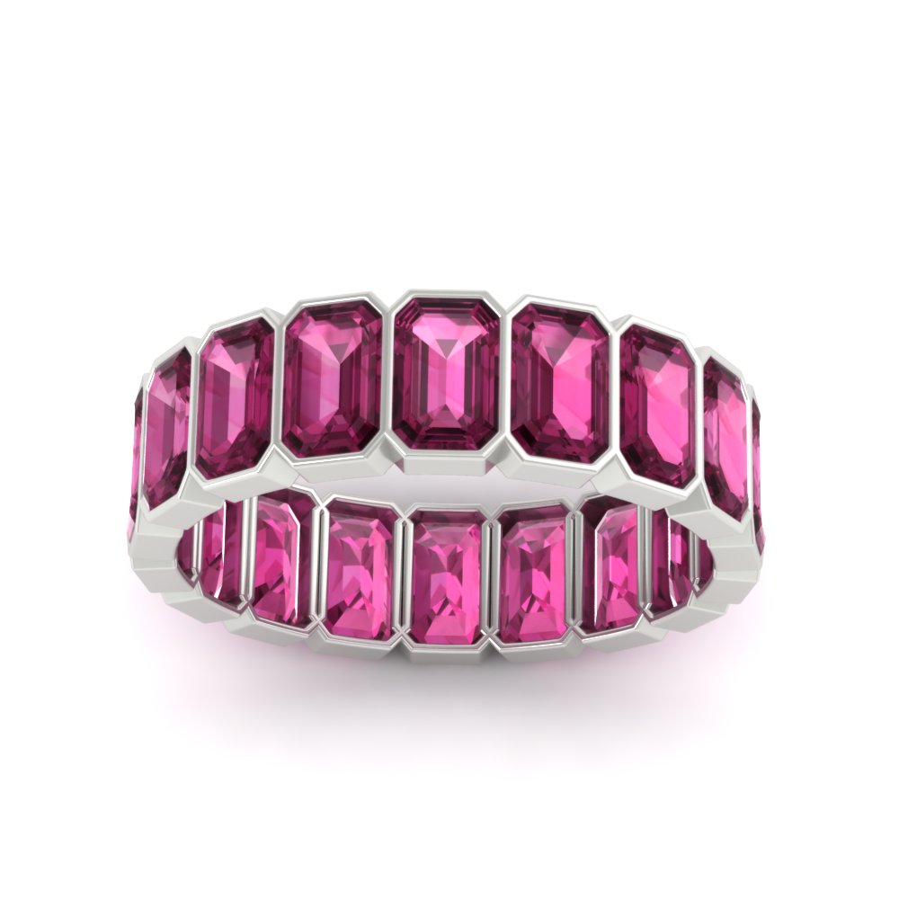 bezel-emerald-cut-5-carat-pink-sapphire-eternity-wedding-band-in-white-gold-FD-10417EMBGSADRPIANGLE5-5.00CT-NL-WG