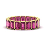 Load image into Gallery viewer, bezel-emerald-cut-5-carat-pink-sapphire-eternity-wedding-band-in-yellow-gold-FD-10417EMBGSADRPI-5.00CT-NL-YG
