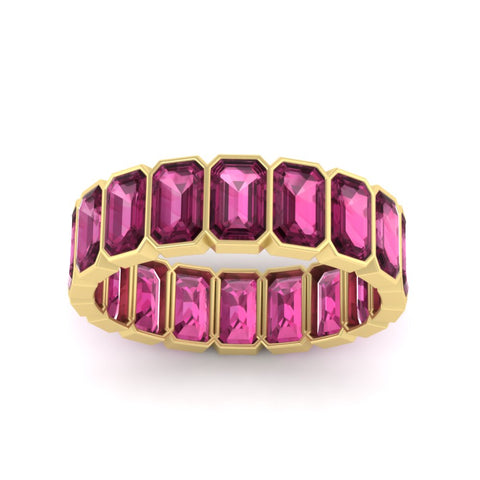 bezel-emerald-cut-5-carat-pink-sapphire-eternity-wedding-band-in-yellow-gold-FD-10417EMBGSADRPIANGLE5-5.00CT-NL-YG