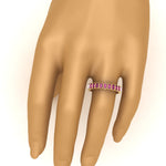 Load image into Gallery viewer, bezel-emerald-cut-5-carat-pink-sapphire-eternity-wedding-band-in-yellow-gold-FD-10417EMBGSADRPIHAND-5.00CT-NL-YG
