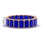 Load image into Gallery viewer, bezel-emerald-cut-5-carat-sapphire-eternity-wedding-band-in-rose-gold-FD-10417EMBGSABL-5.00CT-NL-RG-HW
