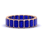Load image into Gallery viewer, bezel-emerald-cut-5-carat-sapphire-eternity-wedding-band-in-rose-gold-FD-10417EMBGSABL-5.00CT-NL-RG
