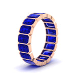 Load image into Gallery viewer, bezel-emerald-cut-5-carat-sapphire-eternity-wedding-band-in-rose-gold-FD-10417EMBGSABLANGLE2-5.00CT-NL-RG
