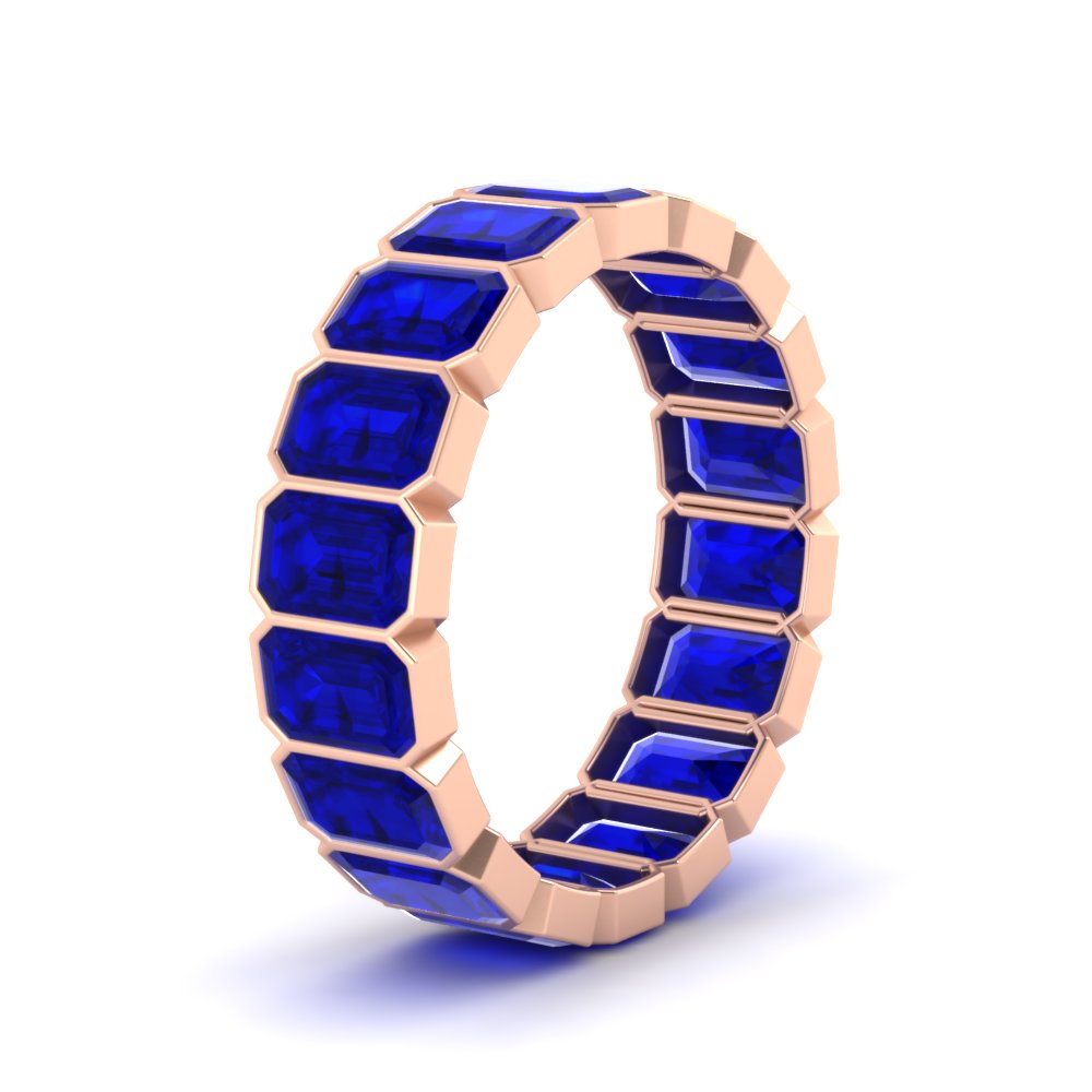 bezel-emerald-cut-5-carat-sapphire-eternity-wedding-band-in-rose-gold-FD-10417EMBGSABLANGLE2-5.00CT-NL-RG