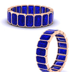 Load image into Gallery viewer, bezel-emerald-cut-5-carat-sapphire-eternity-wedding-band-in-rose-gold-FD-10417EMBGSABLANGLE3-5.00CT-NL-RG

