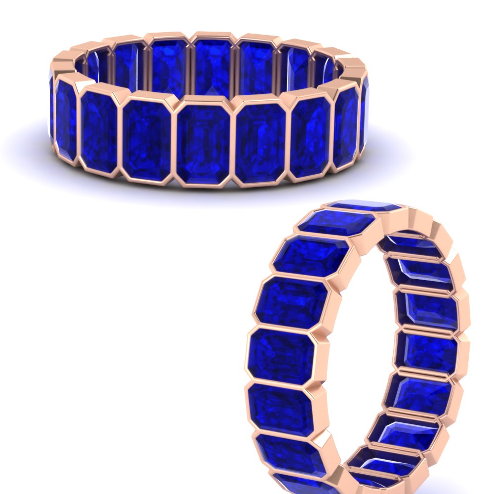bezel-emerald-cut-5-carat-sapphire-eternity-wedding-band-in-rose-gold-FD-10417EMBGSABLANGLE3-5.00CT-NL-RG
